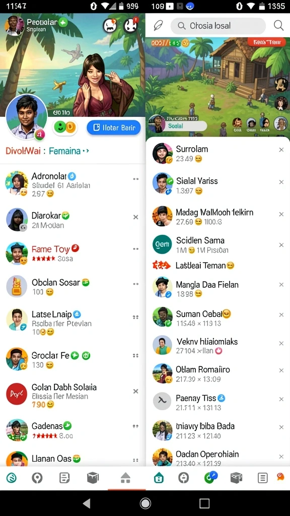 Screenshot memperlihatkan fitur sosial yang memungkinkan interaksi antar pemain.